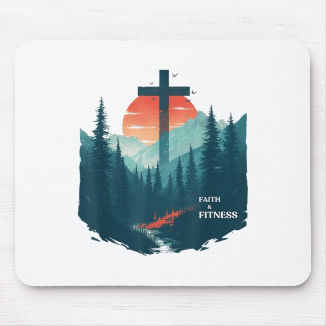 Glaube & Fitness Christlich - Workout Motivation Mousepad (Vorne)