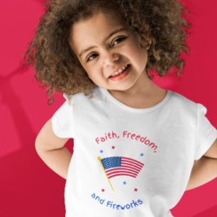 GLAUBE, FREIHEIT UND FEUERWERK AM VIERTEN JULI BABY T-SHIRT