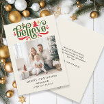 Glaube frohe Weihnachten! Modernes, einfaches Foto<br><div class="desc">Kundenspezifische Weihnachts-Weihnachten-Foto-Urlaubskarte. Modern & einfach für Papier- und Digitalliebhaber in Print und Download.</div>