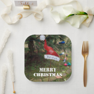 Glaube frohe Weihnachtsmannshut Pappteller