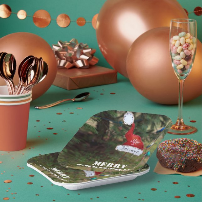 Glaube frohe Weihnachtsmannshut Pappteller (Multi)