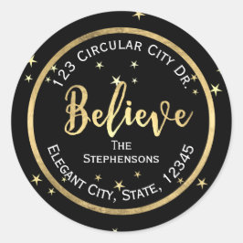 Glaube Gold Stars Weihnachtsrückgabe-Adressetikett Runder Aufkleber