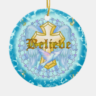 Glaube Goldenes Kreuz-Ornament Keramikornament