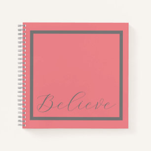 'Glaube' Graues Drehbuch Rosa Hintergrund Notizbuch