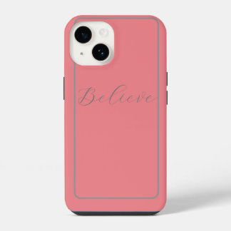 'Glaube' Graues Skript Rosa Hintergrund iPhone 14 Hülle