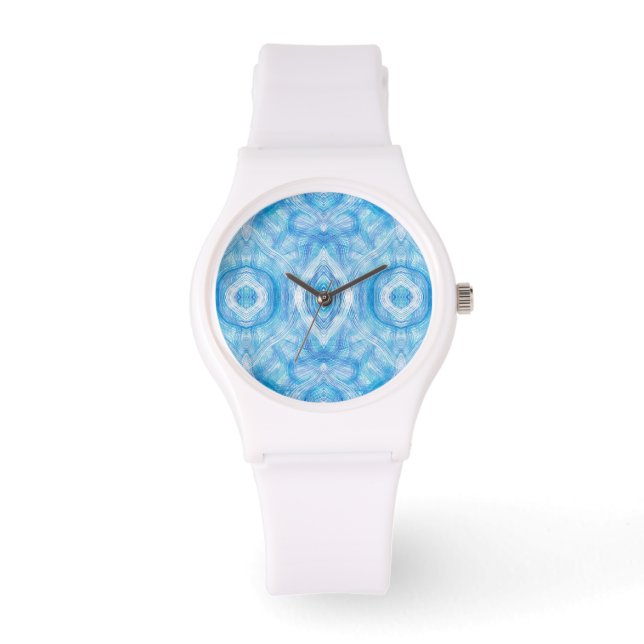 Glaube Hellblau Abstrakte Aquarellkunst Armbanduhr (Vorderseite)