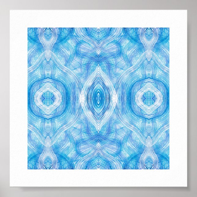 Glaube Hellblau Abstrakte Aquarellkunst Poster (Vorne)