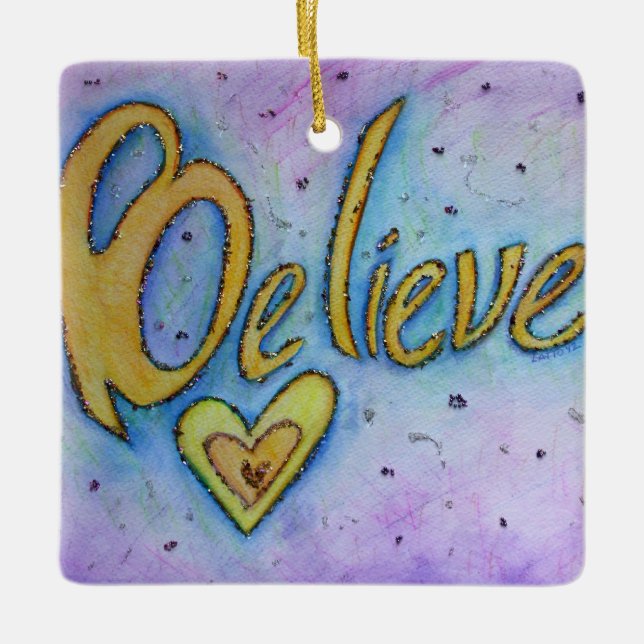 Glaube Herz Word Art Holiday Geschenk Ornamente (Vorderseite)