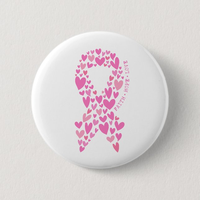 Glaube Hoffnung Brustkrebs Pink Ribbon Bewusstsein Button (Vorderseite)