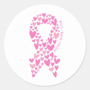 Glaube Hoffnung Brustkrebs Pink Ribbon Bewusstsein Runder Aufkleber