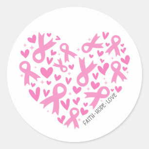 Glaube Hoffnung Brustkrebs Pink Ribbon Bewusstsein Runder Aufkleber