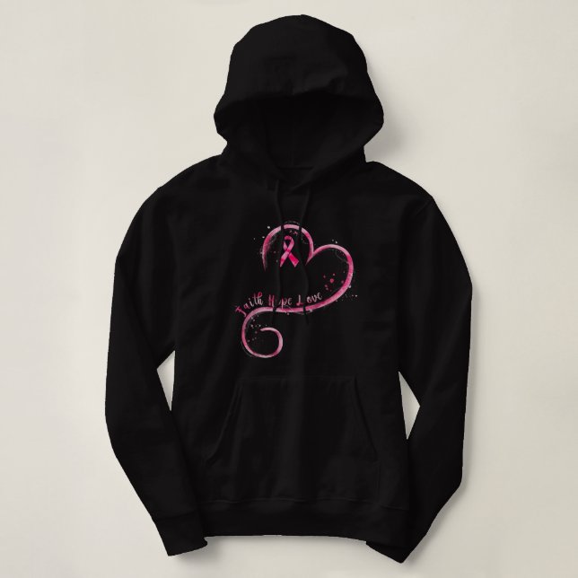 Glaube Hoffnung Liebe Brustkrebs Bewusstsein rosa  Hoodie (Design vorne)