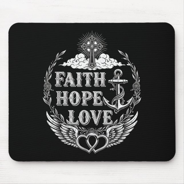 Glaube Hoffnung Liebe Christliche Inspiration 1. K Mousepad (Vorne)