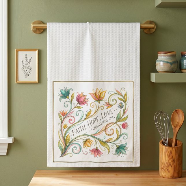 Glaube Hoffnung Liebe floral Geschirrtuch (Von Creator hochgeladen)