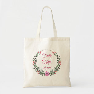 Glaube Hoffnung Liebe   Floral Tragetasche
