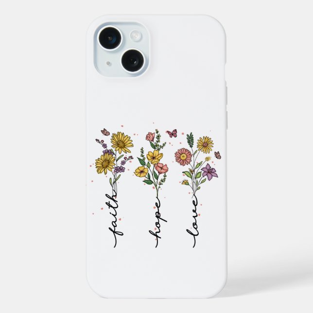 "Glaube, Hoffnung, Liebe" Florales Trio  iPhone Hülle (Rückseite)