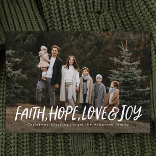 Glaube Hoffnung Liebe Freude religiöses Weihnachts Feiertagskarte