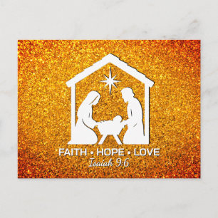 GLAUBE HOFFNUNG LIEBE Glitter-Christliches Weihnac Feiertagspostkarte