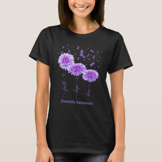 Glaube Hoffnung Liebe Lila Blumenband Demenzbewuss T-Shirt