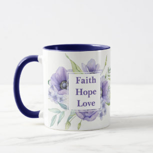 Glaube Hoffnung Liebe mit Wasserfarben Blumen Mono Tasse