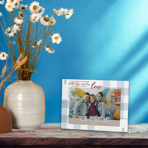 Glaube Hoffnung Liebe Moderne Blaue Familienfoto-S Fotoplatte