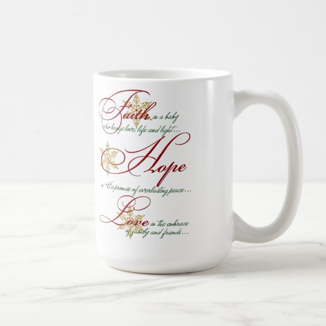 Glaube, Hoffnung, Liebe Red Green Gold Weihnachtsz Kaffeetasse (Rechts)