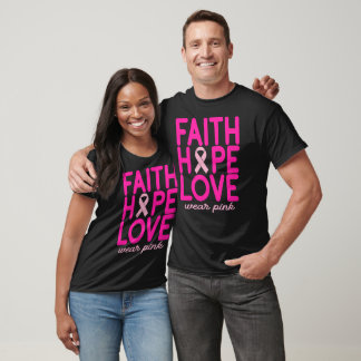 Glaube Hoffnung Liebe Rosa Band Brustkrebs Grafik T-Shirt