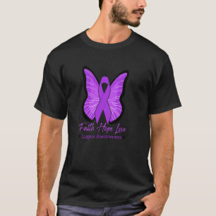 Glaube Hoffnung Liebe Schmetterling Lila Bänder Lu T-Shirt