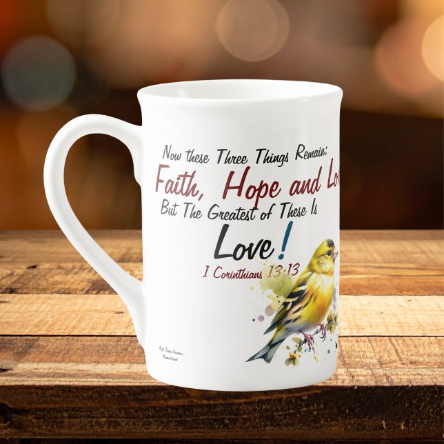 Glaube, Hoffnung, Liebe Schrift Moderne Prozellantasse (elegant scripture Mug you can customize according to the version of this scripture you prepare!)