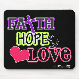 Glaube Hoffnung Liebe (schwarz) Mousepad