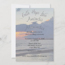 Glaube Hoffnung Liebe Strand Foto Hochzeitseinladu Einladung