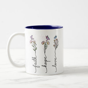 Glaube Hoffnung Liebe Wildblume Zitat Zweifarbige Tasse