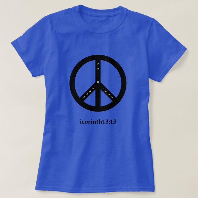 Glaube, Hoffnung und Liebe T - Shirt (Blau mit Sch (Design vorne)