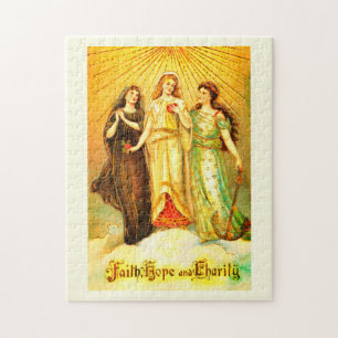 Glaube Hoffnung und Nächstenliebe Vintage-Kunst Puzzle