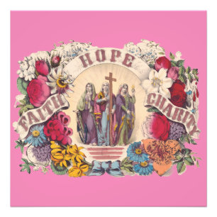 Glaube, Hoffnung und Wohltätigkeit Theologische Tu Fotodruck