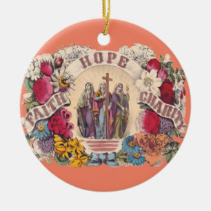 Glaube, Hoffnung und Wohltätigkeit Theologische Tu Keramik Ornament