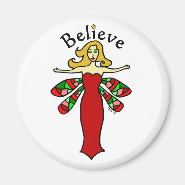 Glaube Holiday Dragonfly Fairy Round Magnet (Vorne)