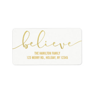 Glaube HOLIDAY IMITATE GOLD Hand Letter Script Adressaufkleber