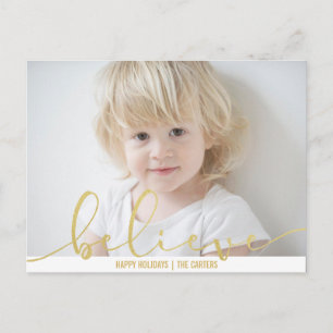 Glaube HOLIDAY IMITATS GOLD Hand Letter Script FOT Feiertagspostkarte
