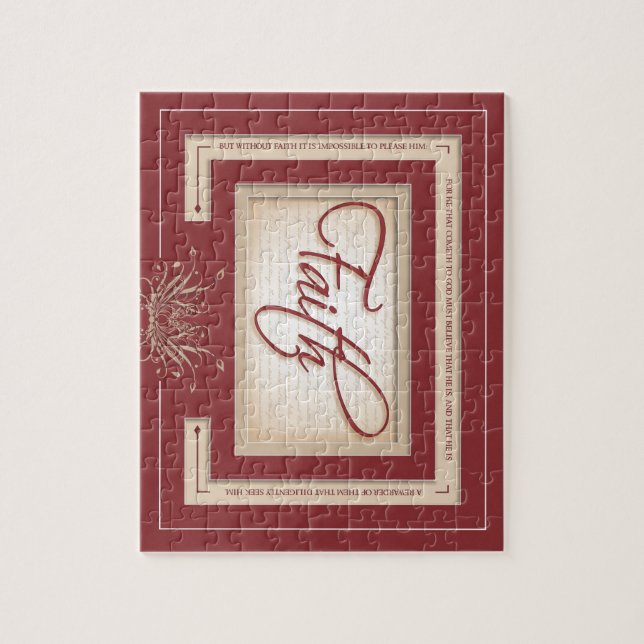 Glaube im Rot - Hebräer-11:6 Puzzle (Vertikal)