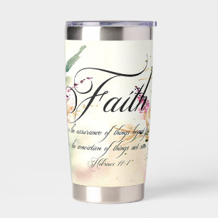 Glaube ist, Aquarell floral Thermobecher