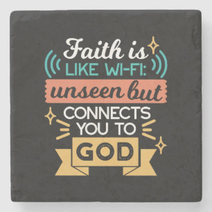Glaube ist wie WiFi Lustiger christlicher Zitat-Ku Steinuntersetzer
