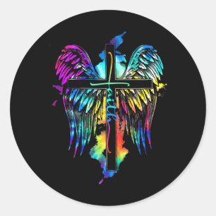 Glaube Jesus wings Christus kreuzen Religiöse Bild Runder Aufkleber