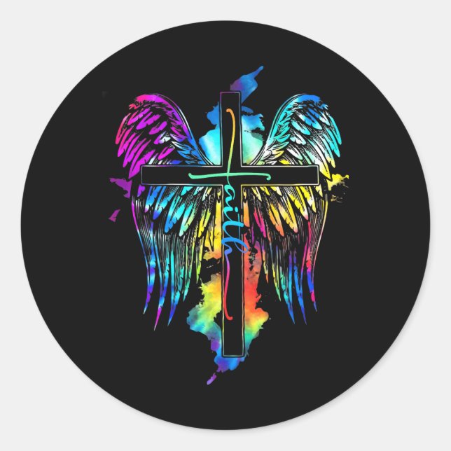 Glaube Jesus wings Christus kreuzen Religiöse Bild Runder Aufkleber (Vorderseite)