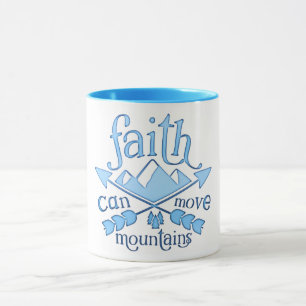 Glaube kann Berge versetzen Blaue Typografie Tasse