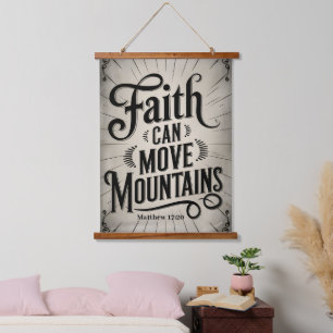 Glaube kann Berge versetzen Vintage-Christliche Wa Wandteppich Mit Holzrahmen