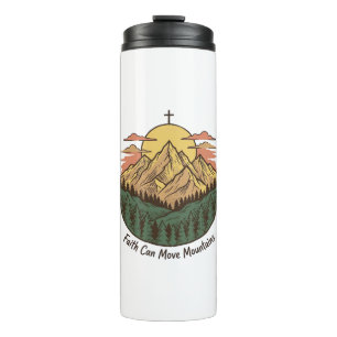 Glaube kann Berge versetzen Vintage-Mountain-Shirt Thermosbecher