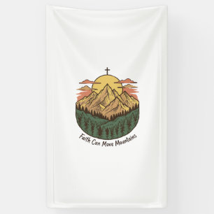Glaube kann Berge versetzen Vintage-Mountains-Shir Banner