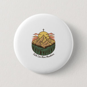 Glaube kann Berge versetzen Vintage-Mountains-Shir Button