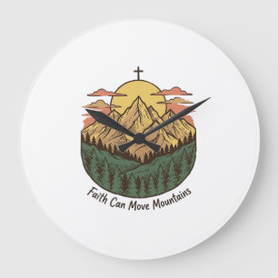 Glaube kann Berge versetzen Vintage-Mountains-Shir Große Wanduhr